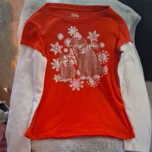 Justice Festive Red and White Long Sleeve Tee